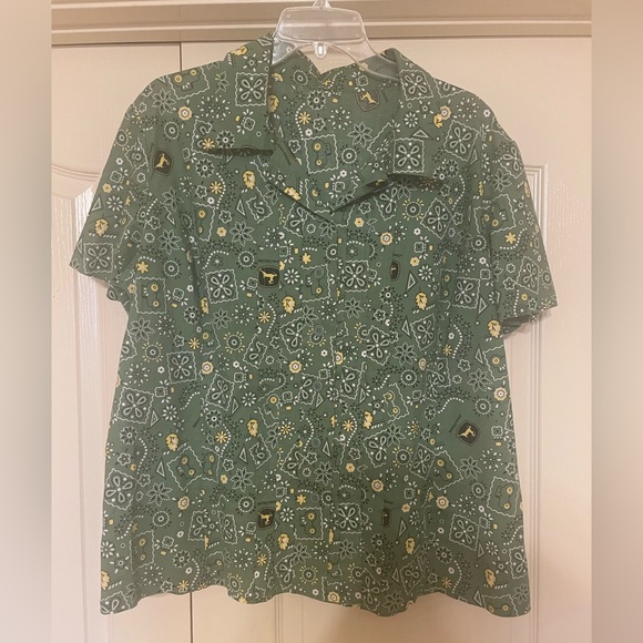 One of a kind, hand made John Deere button up shirt top blouse - Picture 1 of 10